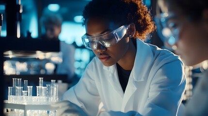 Diverse STEM Researchers Collaborating in a Cutting Edge High Tech Laboratory