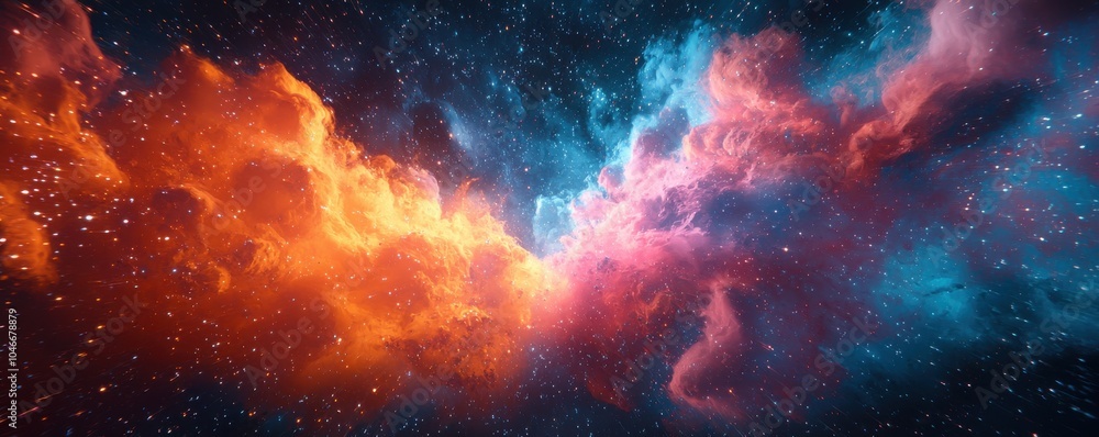 Poster vibrant explosion of colors illustrating the human brain creating a dynamic and artistic interpretat