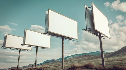 arge blank billboard on road with city view background