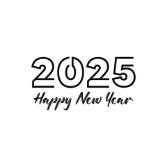 Happy New Year 2025 text design. Cover of business diary for 2025 with wishes. Brochure design template, card, banner. Vector illustration. Isolated on white background.