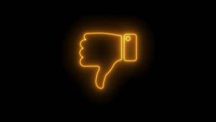 Glowing dislike icon on black background. Buttons - Approval, Rating & Social Media UI Symbols for Web & Mobile.