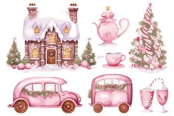 Pink Christmas Sublimation Clipart vector