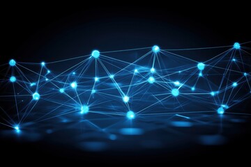 Fototapeta premium Abstract network connections with glowing nodes on dark background