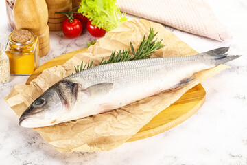 Raw seabass fish for cooking