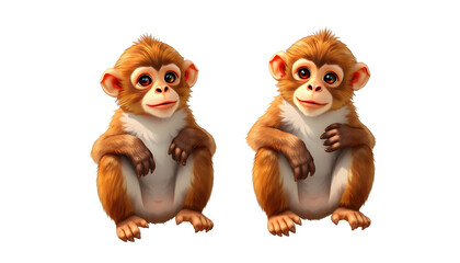Fototapeta premium monkeys cute with white shades, png
