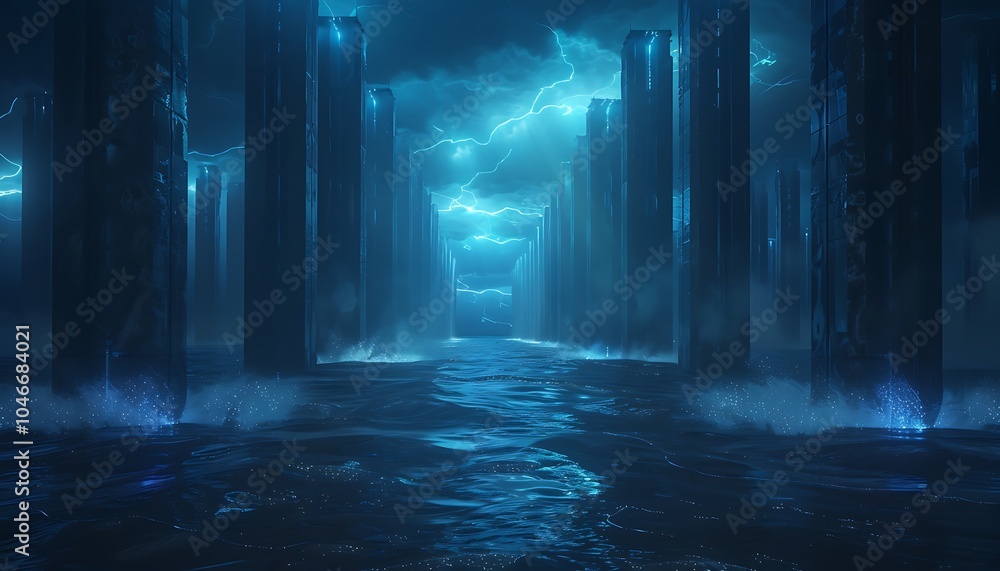 Poster offshore wind farm converting wind energy into biofuel with advanced turbines and ai systems