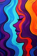 Colorful abstract portrait of woman in vibrant hues