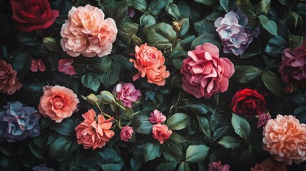 Blossoming garden flowers