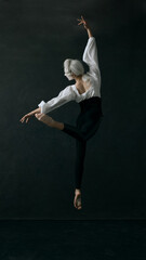 Leap frozen in time, where aristocratic grace meets fluidity of contemporary ballet. Young man...