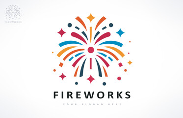 fireworks and stars logo vector design