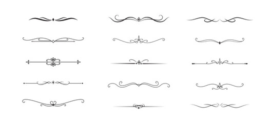 Set of Vintage decorative lines. text dividers. Line border. Lines separators, Borders, Vintage dividers, Underline elements. Vector illustration
