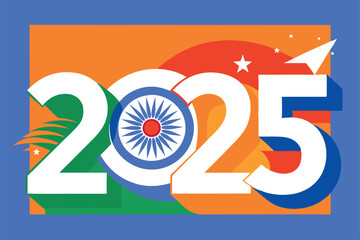 2025 India Happy New Year Vector Template

