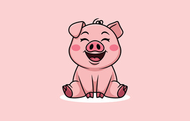 happy pig illustration