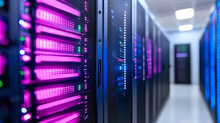 Ultra High-Tech Supercomputer with Advanced Cooling System - Digital Matrix Design Showcasing Cutting-Edge Computational Power and Algorithms