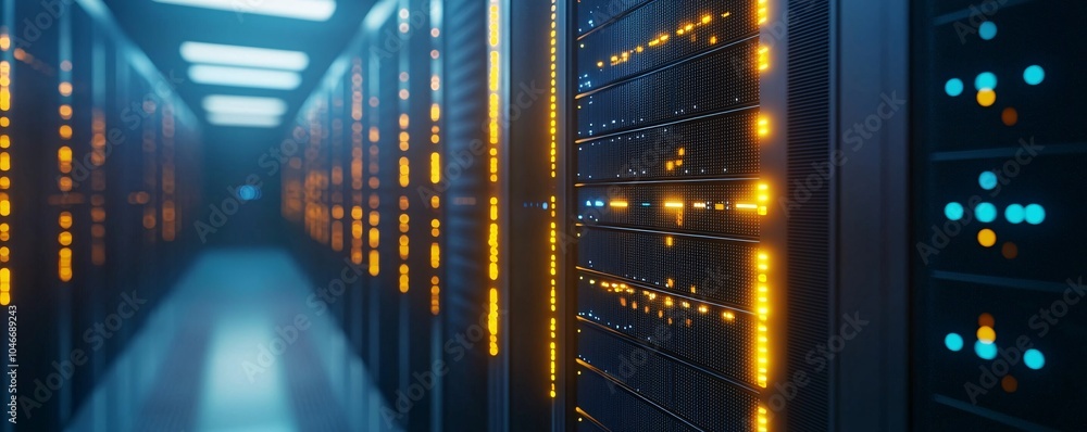 Poster futuristic cyberwave supercomputer with ultra-realistic ai core - cutting-edge technology and cybern