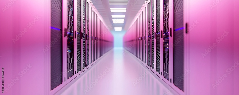 Aufkleber futuristic supercomputer facility with glowing pathways - hyper-connected quantum depths and ai clou