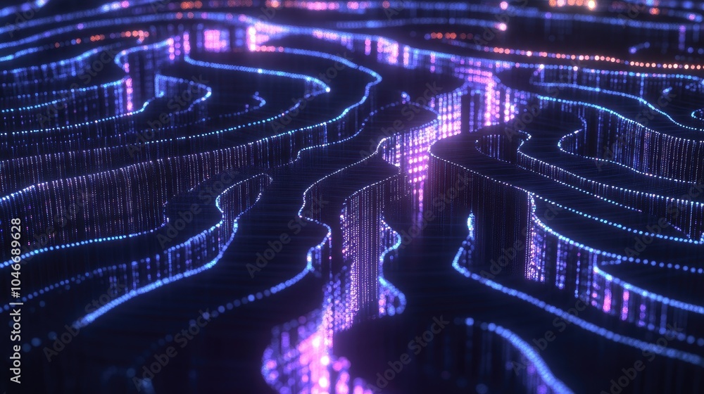 Aufkleber glowing digital neural network visualization