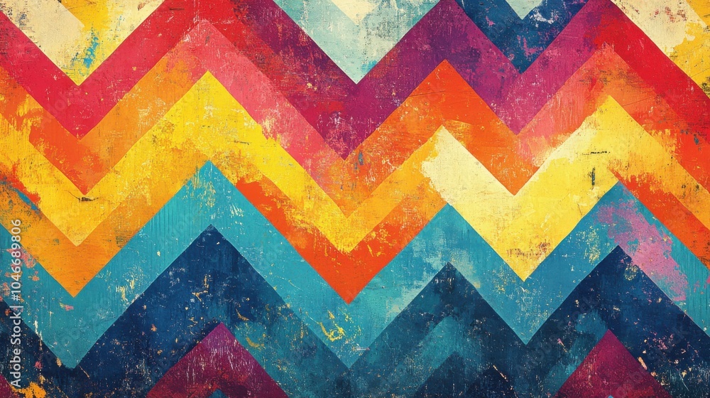 Poster bright zigzag patterns