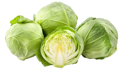 Fototapeta premium Cabbage set isolated on a transparent background PNG