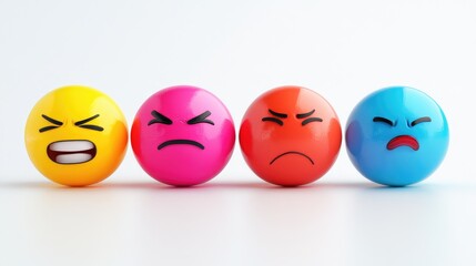 Colorful Emoji Faces Expressing Various Emotions