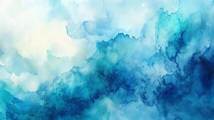 Naklejka premium Abstract watercolor art in shades of blue, perfect for creative projects and backgrounds.