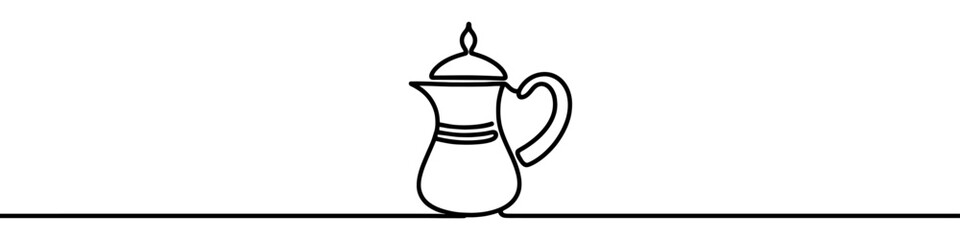 Continuous line drawing representing a traditional arabic coffee pot