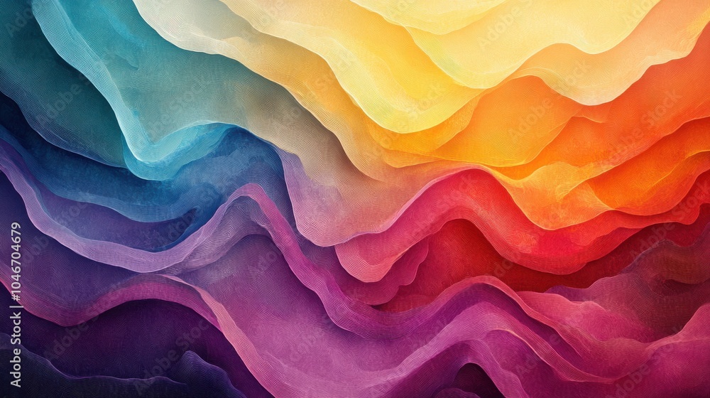 Poster brightly colored waves forming abstract patterns