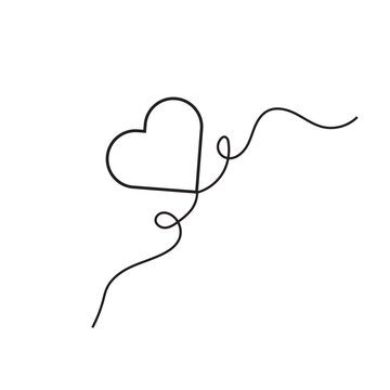 one line art Heart icon. Heart icon shape on a white background. vector illustration.