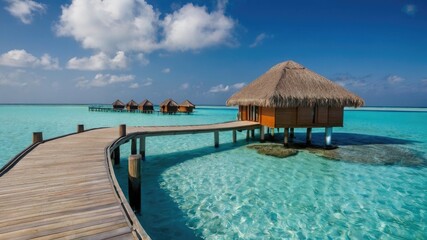 Blue Lagoon at an overwater bungalow in the Maldives