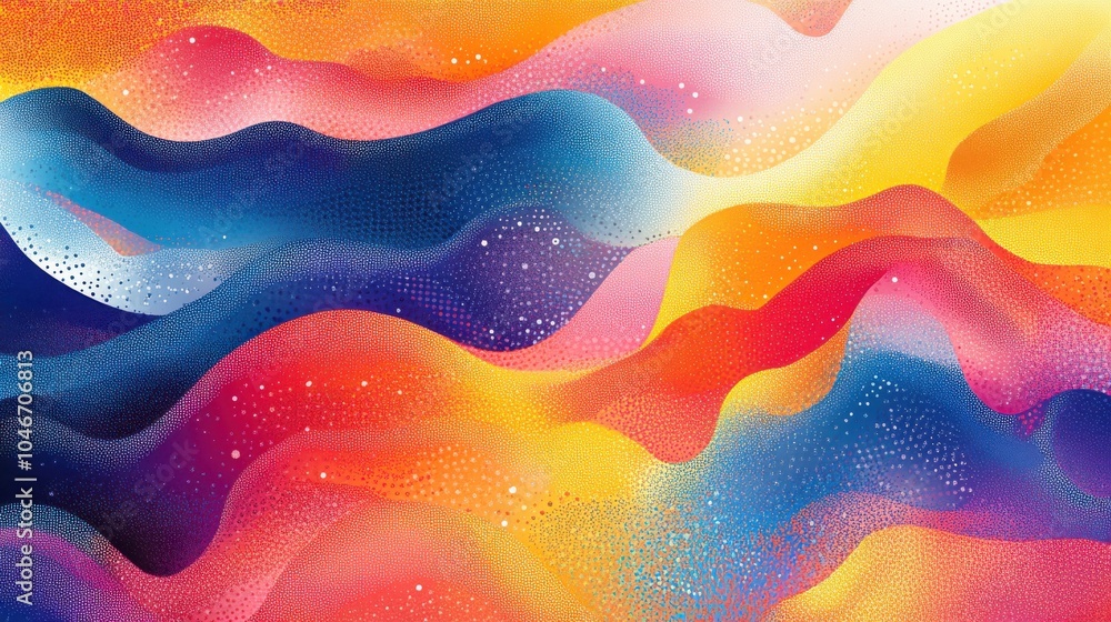 Poster colorful abstract forms with a pixelated pattern