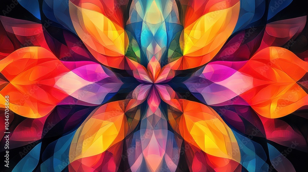 Poster colorful abstract patterns with a kaleidoscope effect