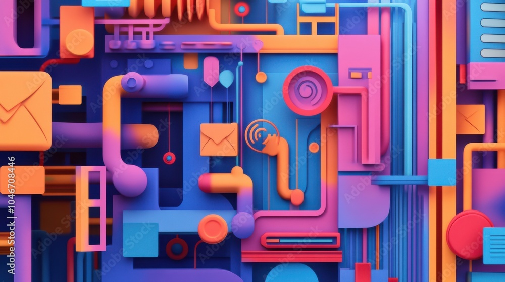 Poster colorful 3d dynamic vector communication design