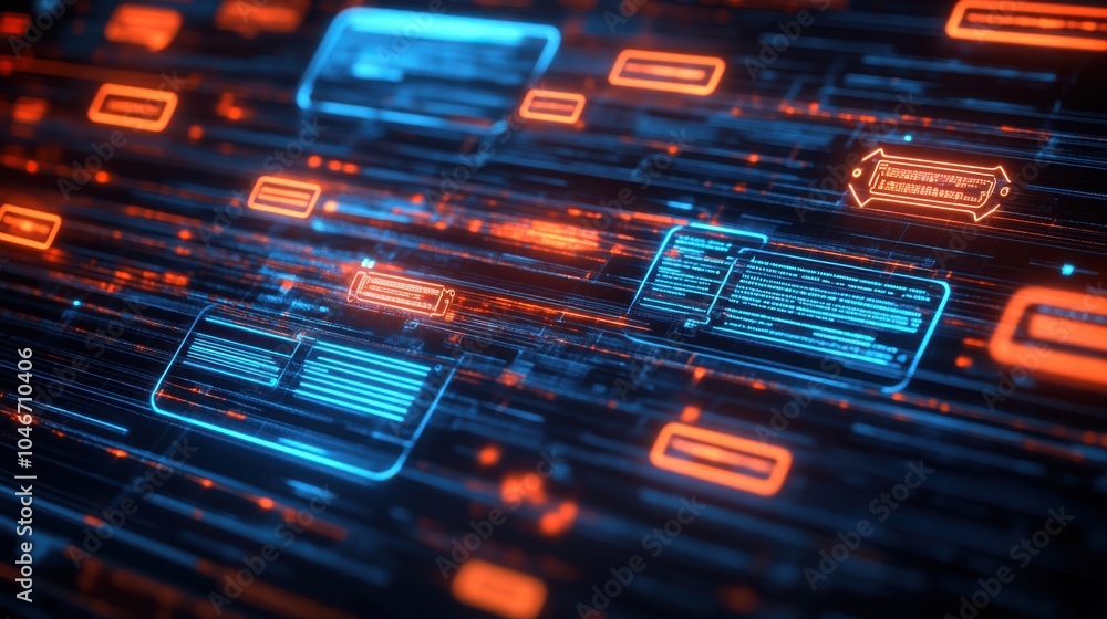 Poster futuristic 3d vector devices linked by chat technology