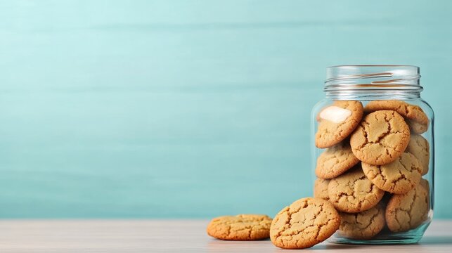 Cookie jar filled with homemade peanut butter cookies, with one cookie half-eaten beside it, celebrating National Cookie Day