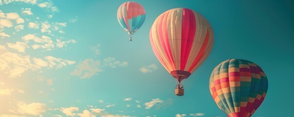Obraz premium Colorful hot air balloons floating in the sky, 4K hyperrealistic photo
