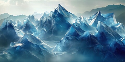 Obraz premium Mountainous landscape of glossy translucent ice formations