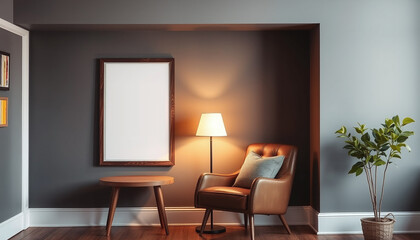 Minimalist Reading Corner with Blank Art Frame