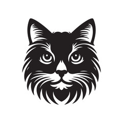 Silhouette of Black Cat Head - Vector Illustration.