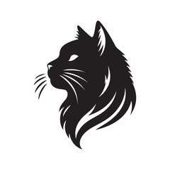 Vector Black Cat Head Silhouette Design.