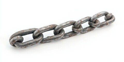Obraz premium Broken Chain Part. Steel Link Connection Break in White Background