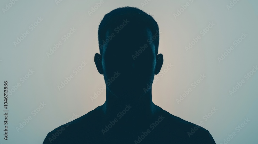 Poster a shadowy silhouette of a person against a soft gradient background, creating a mysterious and conte