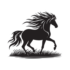 Stylish Horse Vector Silhouette Design.