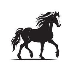 Realistic Horse Silhouette Vector Image.