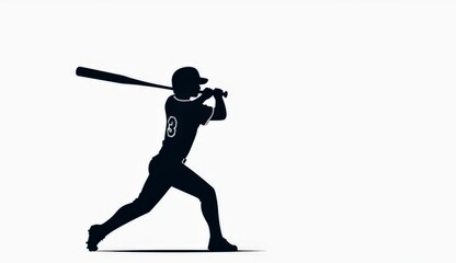 A silhouette of a baseball player swinging a bat, showcasing athleticism and focus in a dynamic pose.