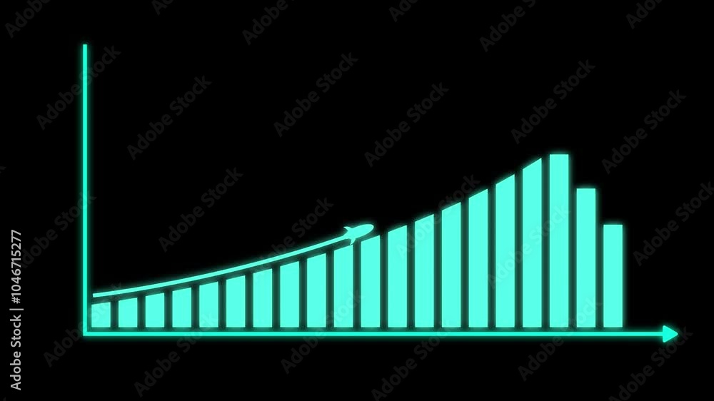 Poster arrow rising on graph with rocket sale symbols. abstract business growth and graph chart icon animat