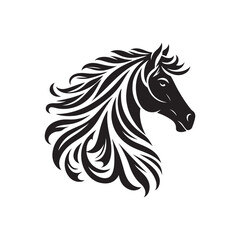 Black Horse Head Silhouette - Vector Graphic.