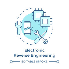 Electronic reverse engineering soft blue concept icon. Electronic components and circuits. Technical repair. Round shape line illustration. Abstract idea. Graphic design. Easy to use in article