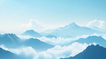 Fototapeta premium Breathtaking mountain range with thin clouds and serene blue sky