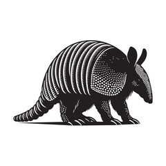 Armadillo Silhouette Vector - Isolated on White Background.