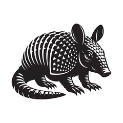 Armadillo Silhouette Vector - Isolated on White Background.